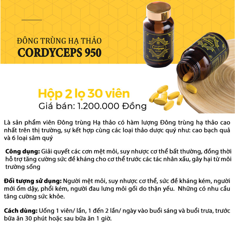 Viên Đông trùng hạ thảo 950