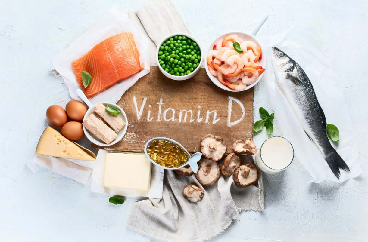 Các sản phẩm chứa Vitamin D gồm có cá hồi, đậu, nấm, trứng